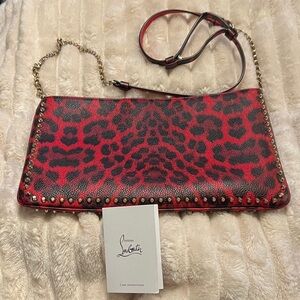CHRISTIAN LOUBOUTIN RED LEOPARD 2WAY CLUCH BAG